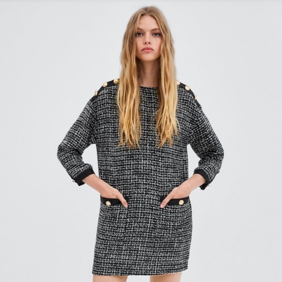 NWT ZARA TWEED MINI DRESS - Picture 2 of 6